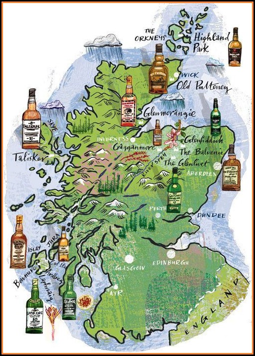 Scottish Whisky Distilleries Map