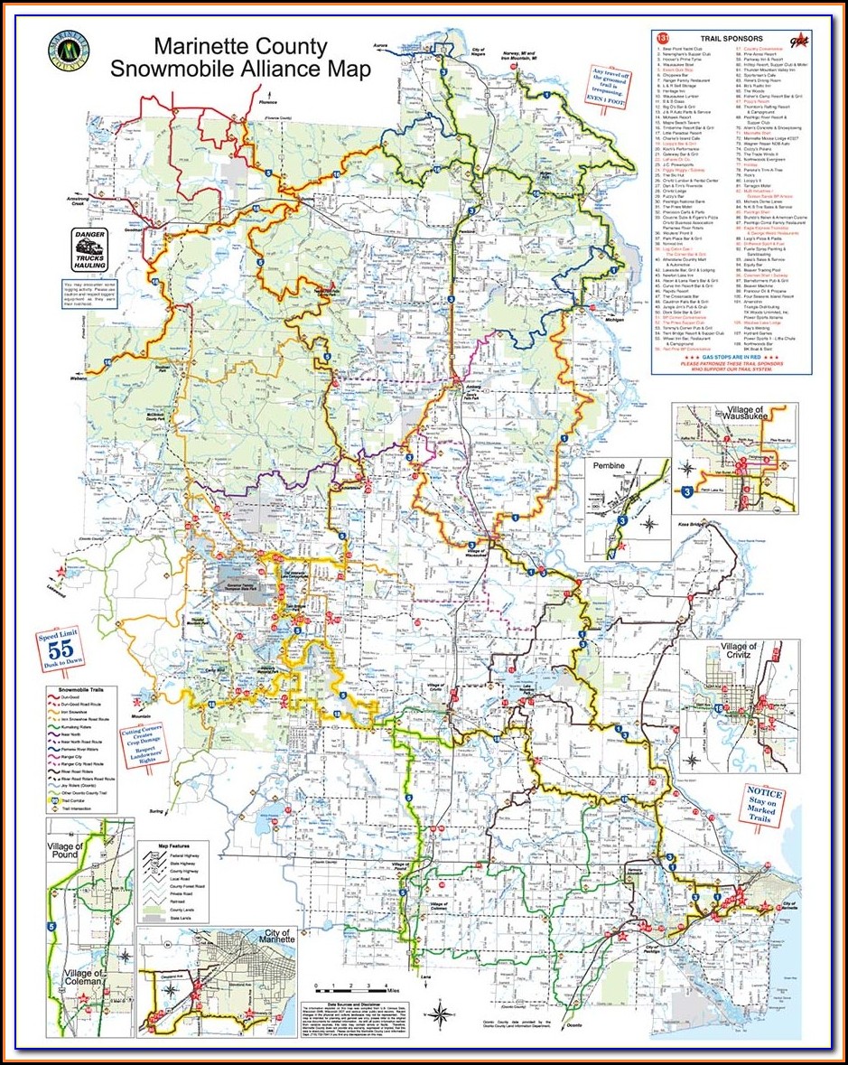 Snowmobile Trail Map Cable Wi