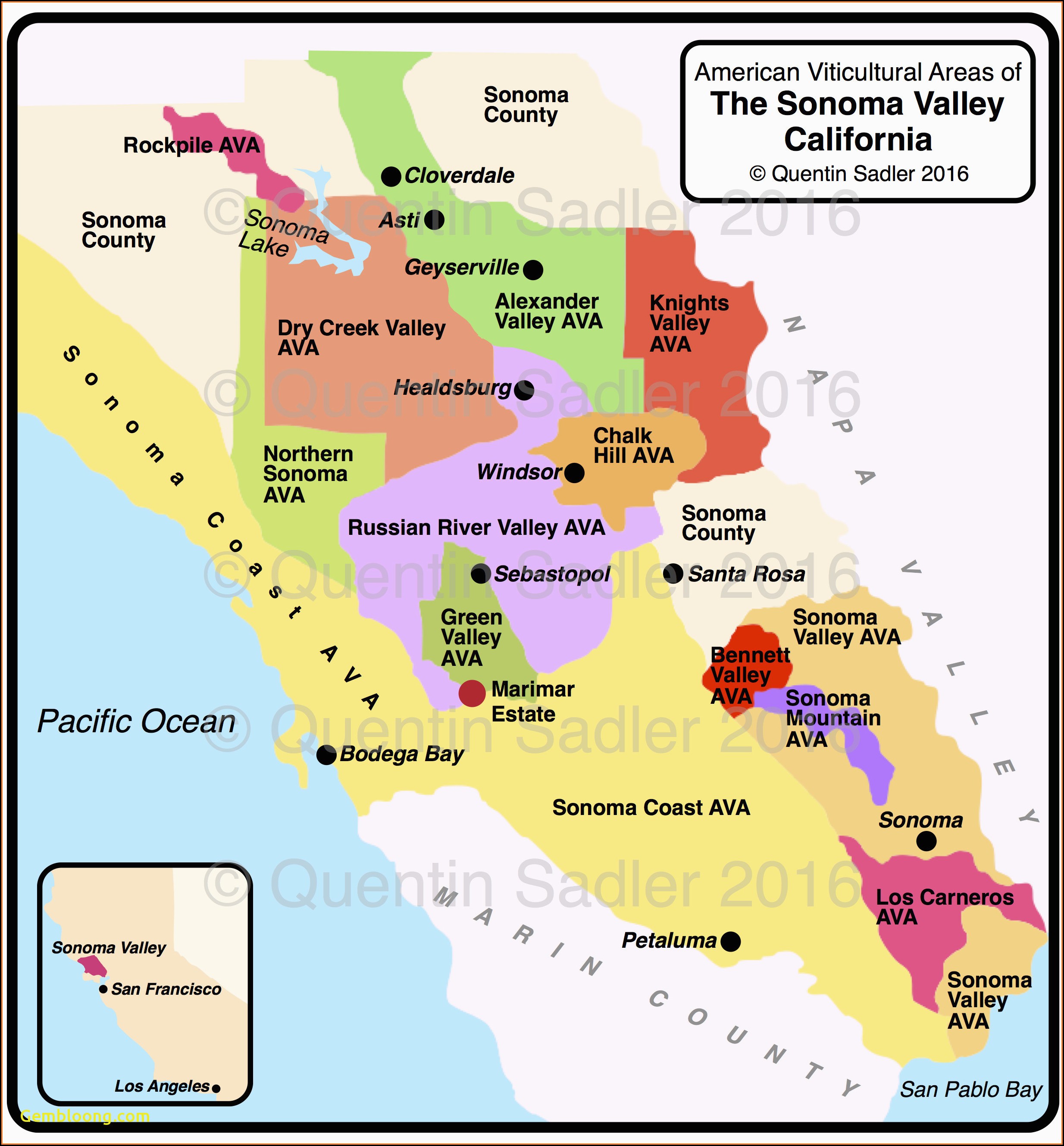 Sonoma Valley California Map