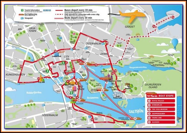 Stockholm Hop On Hop Off Boat Route Map