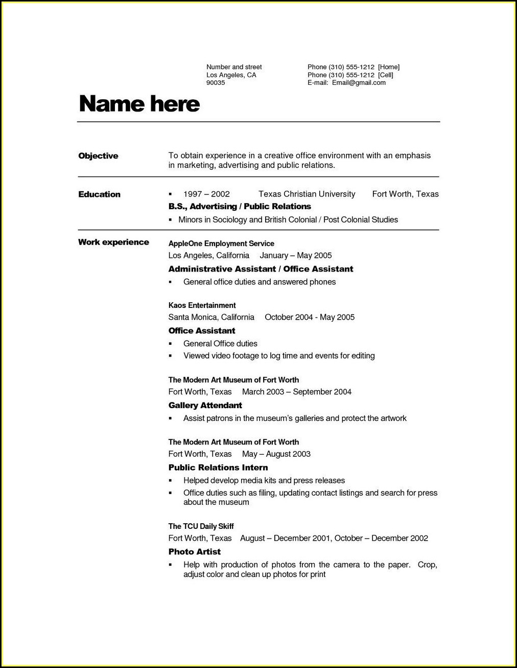 Templates For Resume Examples