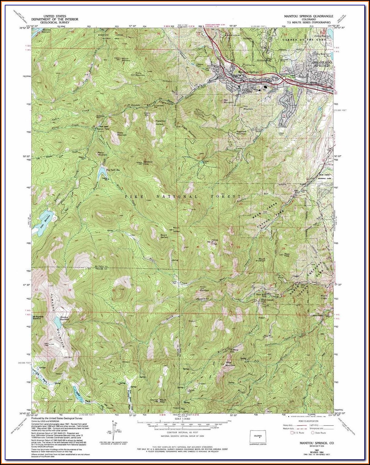 Topographic Maps Colorado Springs