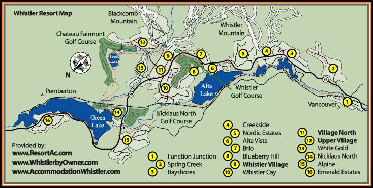 Whistler Blackcomb Accommodation Map