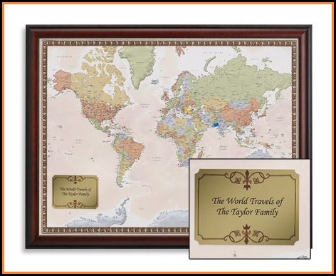 World Traveler Map Set Framed Gift
