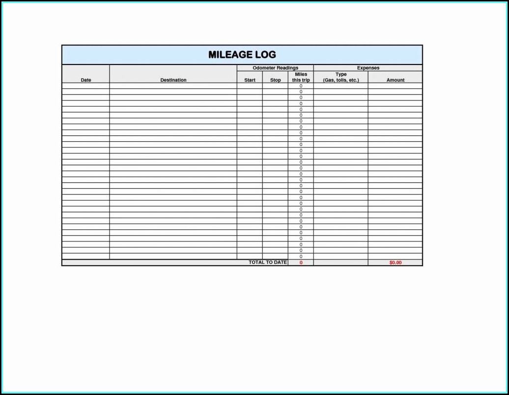 Free Mileage Log Template For Self Employed