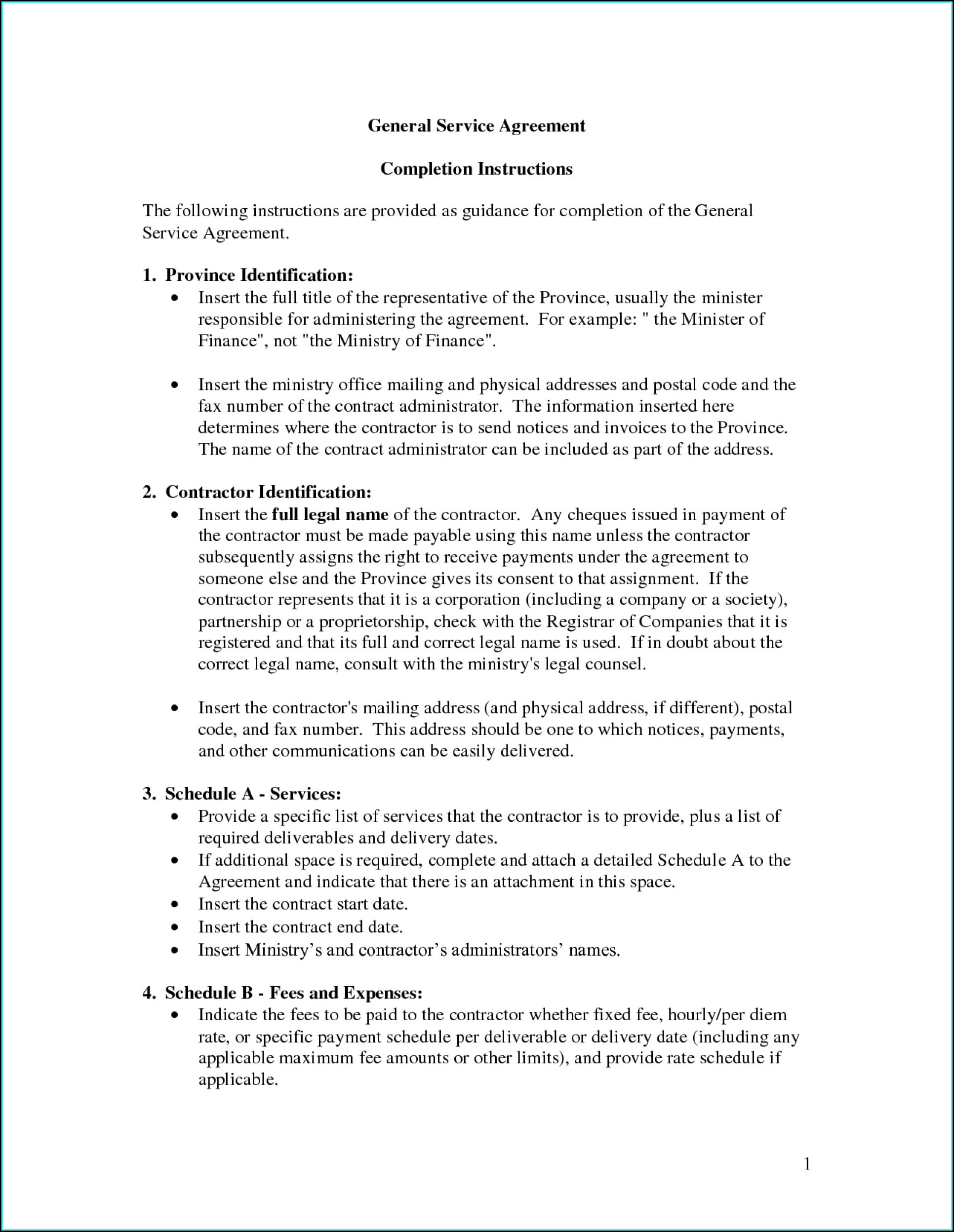 Free Service Agreement Template Doc