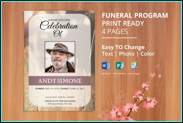 Funeral Service Program Template Publisher