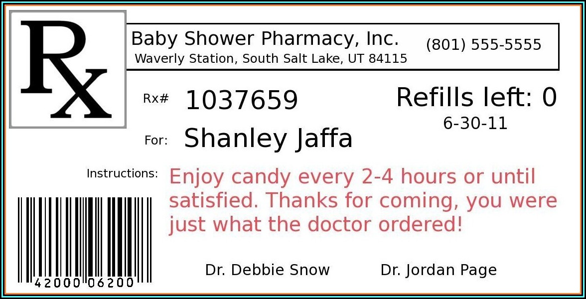 Funny Prescription Bottle Label Template