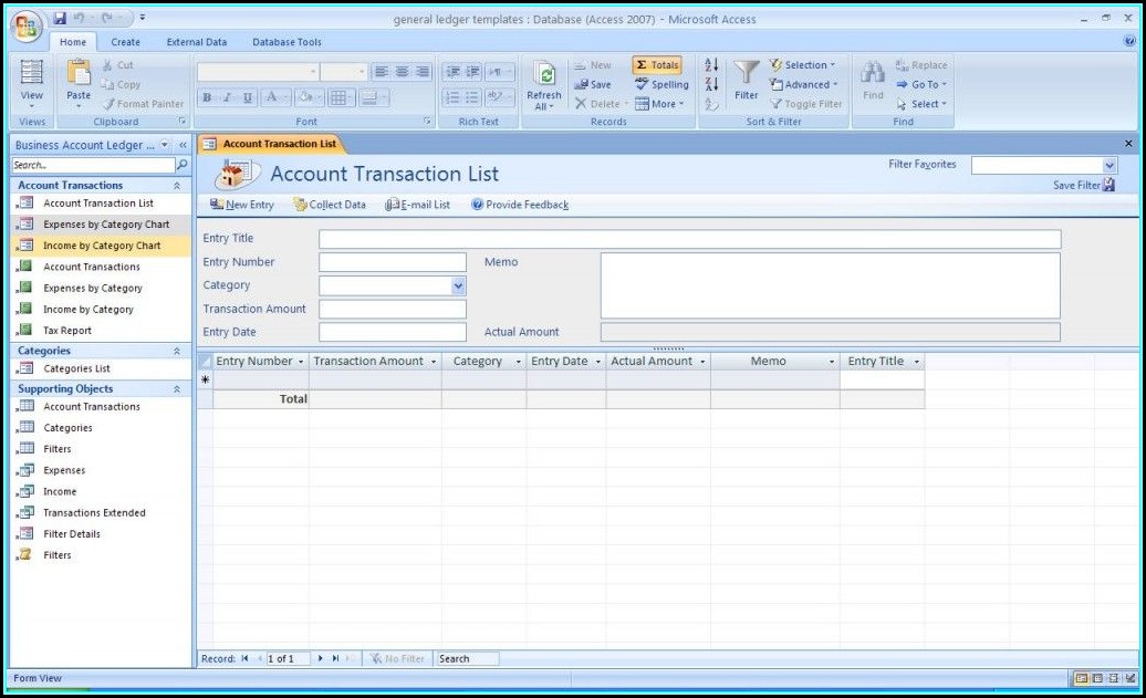 General Ledger Accounting Access Database Template