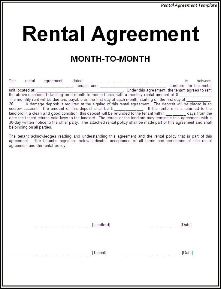 Simple Printable Rental Agreement Form