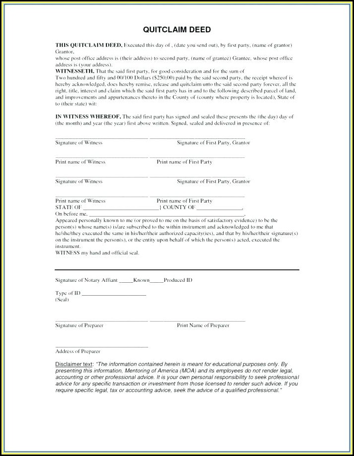 Where Can I Get A Blank Quit Claim Deed Form