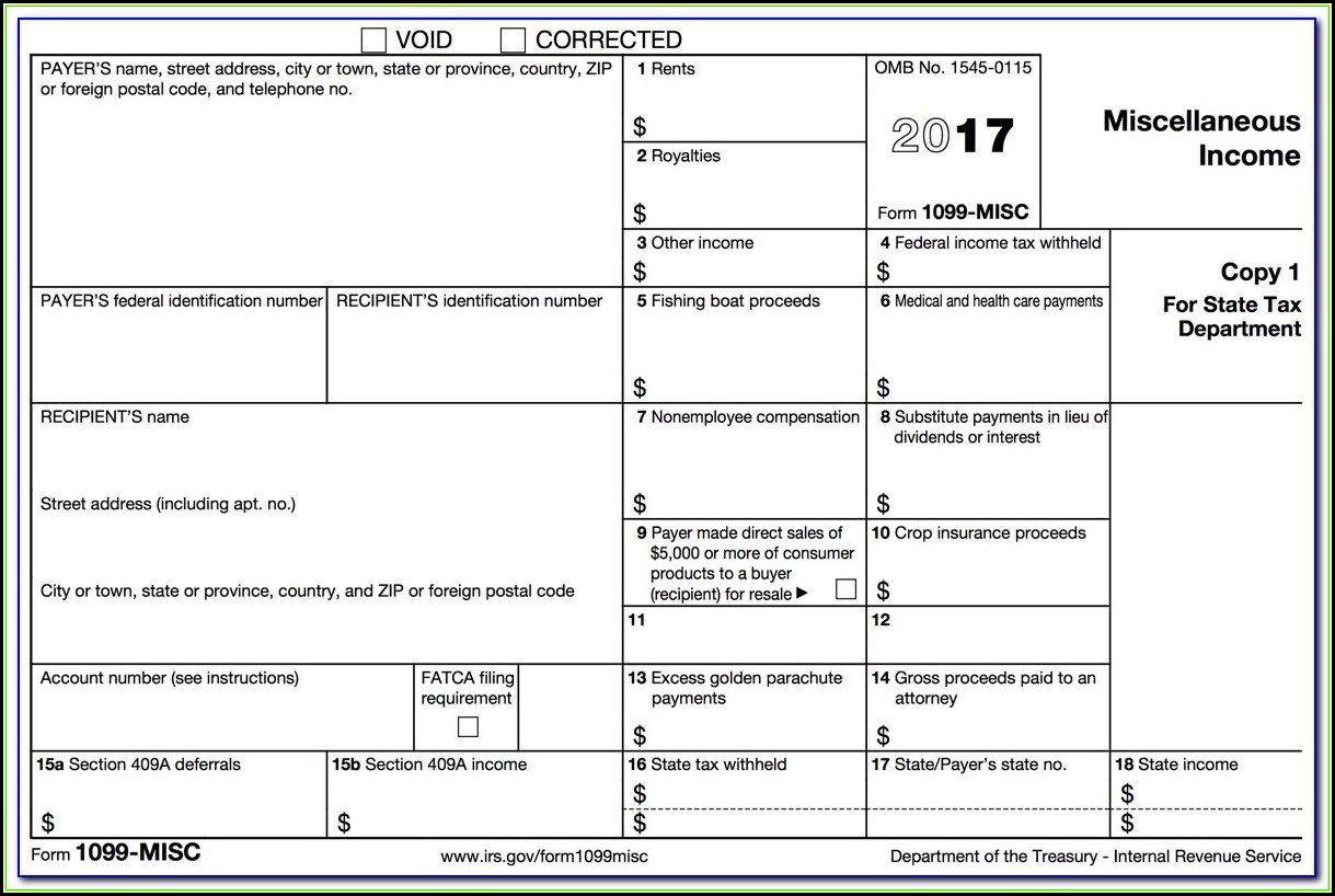 Blank 1099 Misc Form 2017
