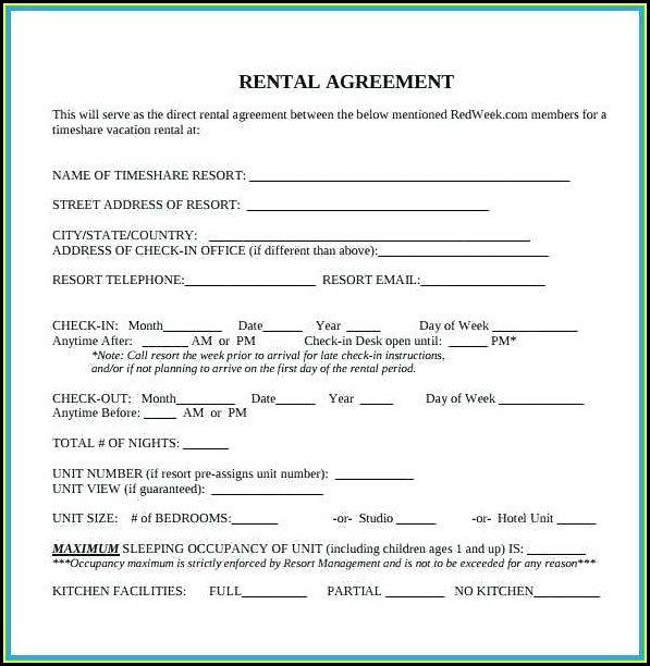 Blank Rental Agreement Form