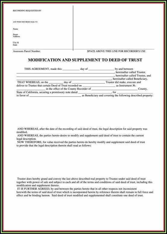 California Modification Of Deed Of Trust Form