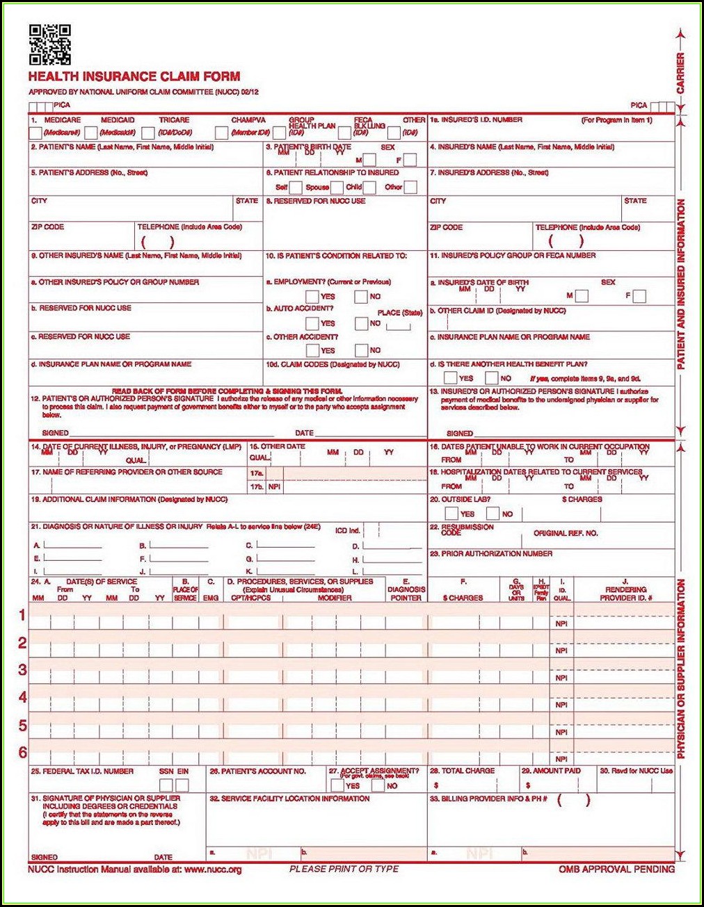 Cms 1500 Form Fillable Free Online Printable Forms Free Online