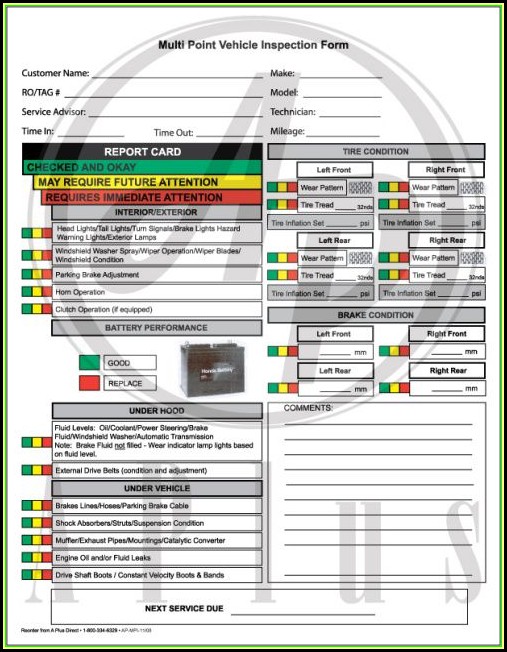 Ford Multi Point Inspection Form Pdf