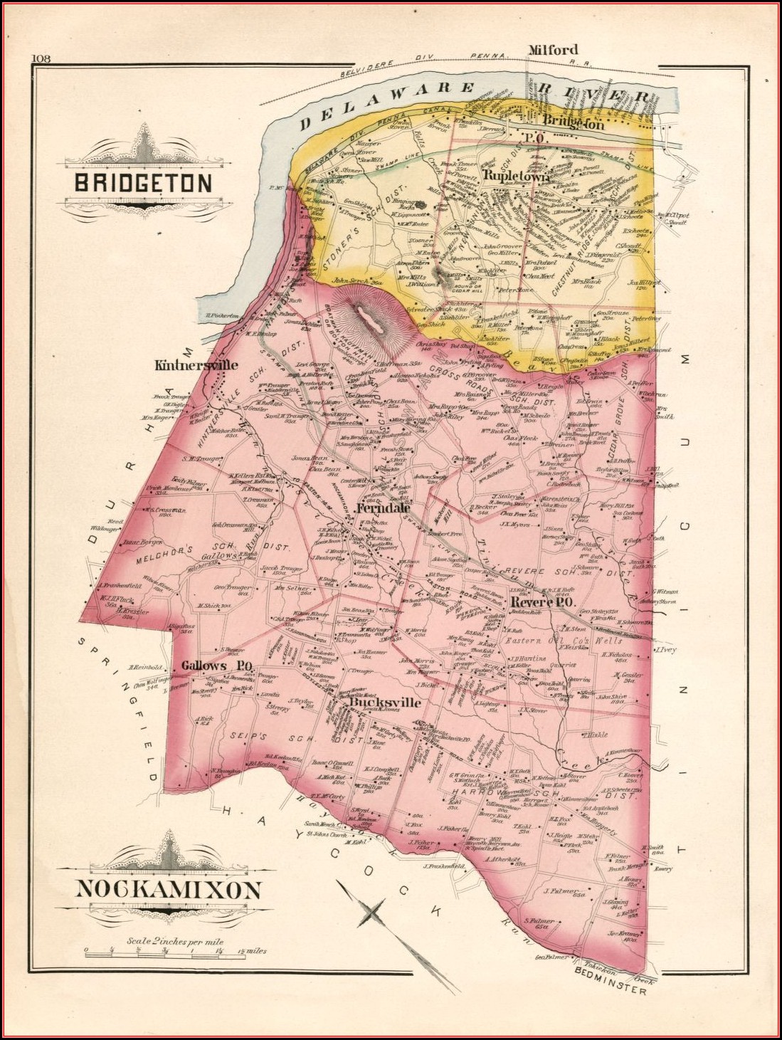 1891 Map Of Bucks County Pa