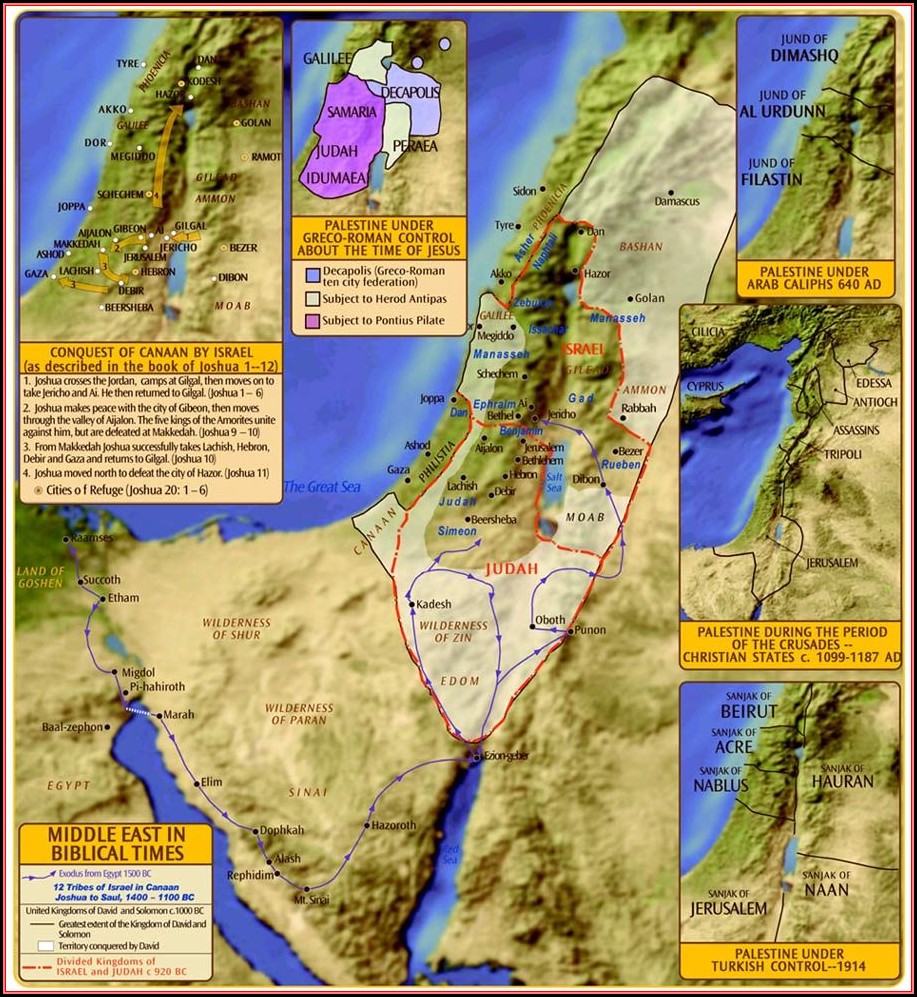 Biblical Map Of Israel And Palestine