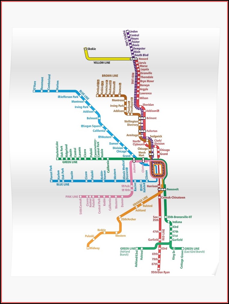Chicago El Train Map Poster