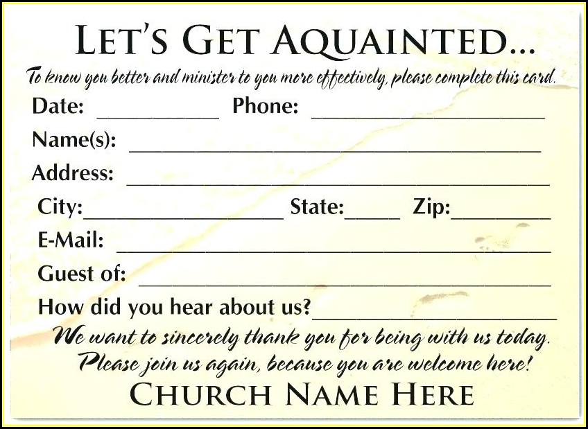 Church Guest Card Template