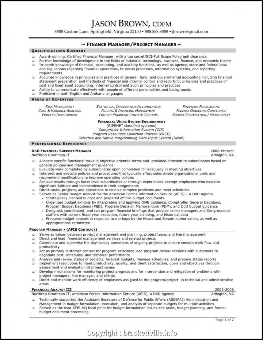 Construction Project Manager Resume Template Word