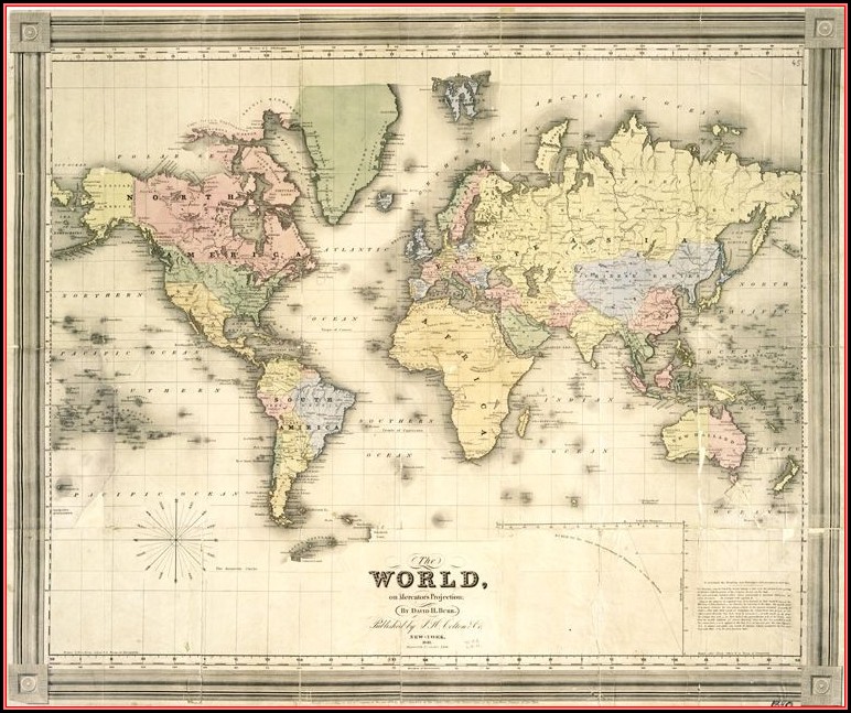 Framed Vintage World Maps For Sale