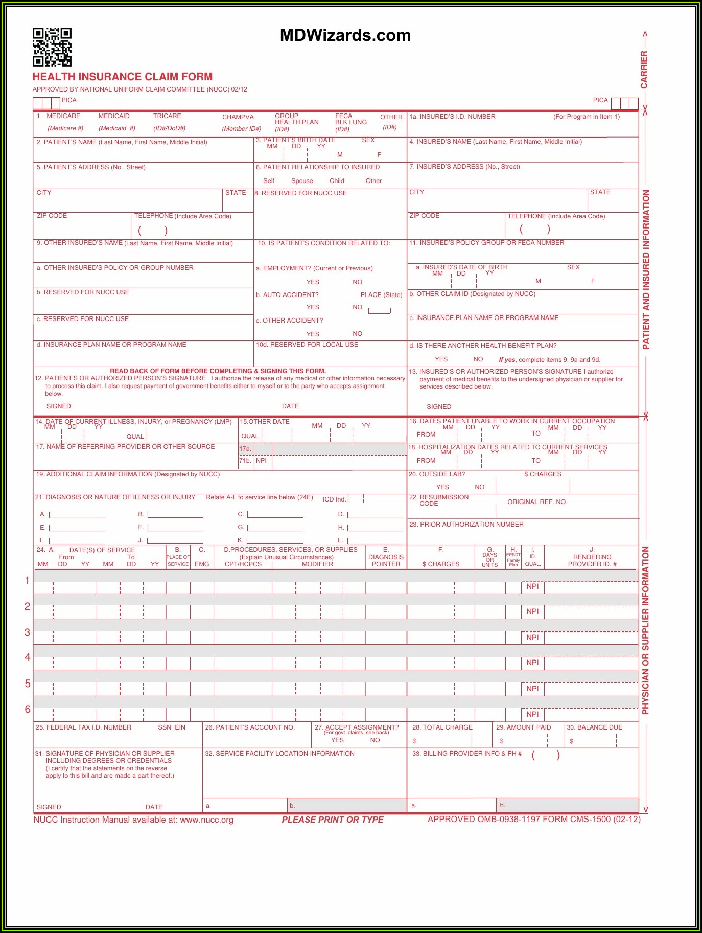Free 1500 Form Download