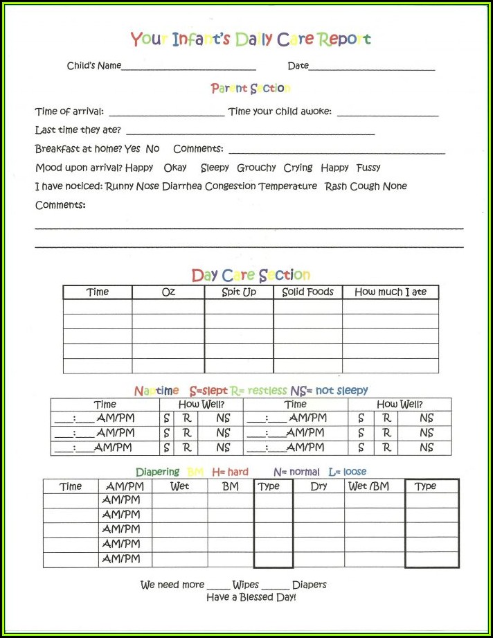 Free Daycare Forms For Parents To Fill Out