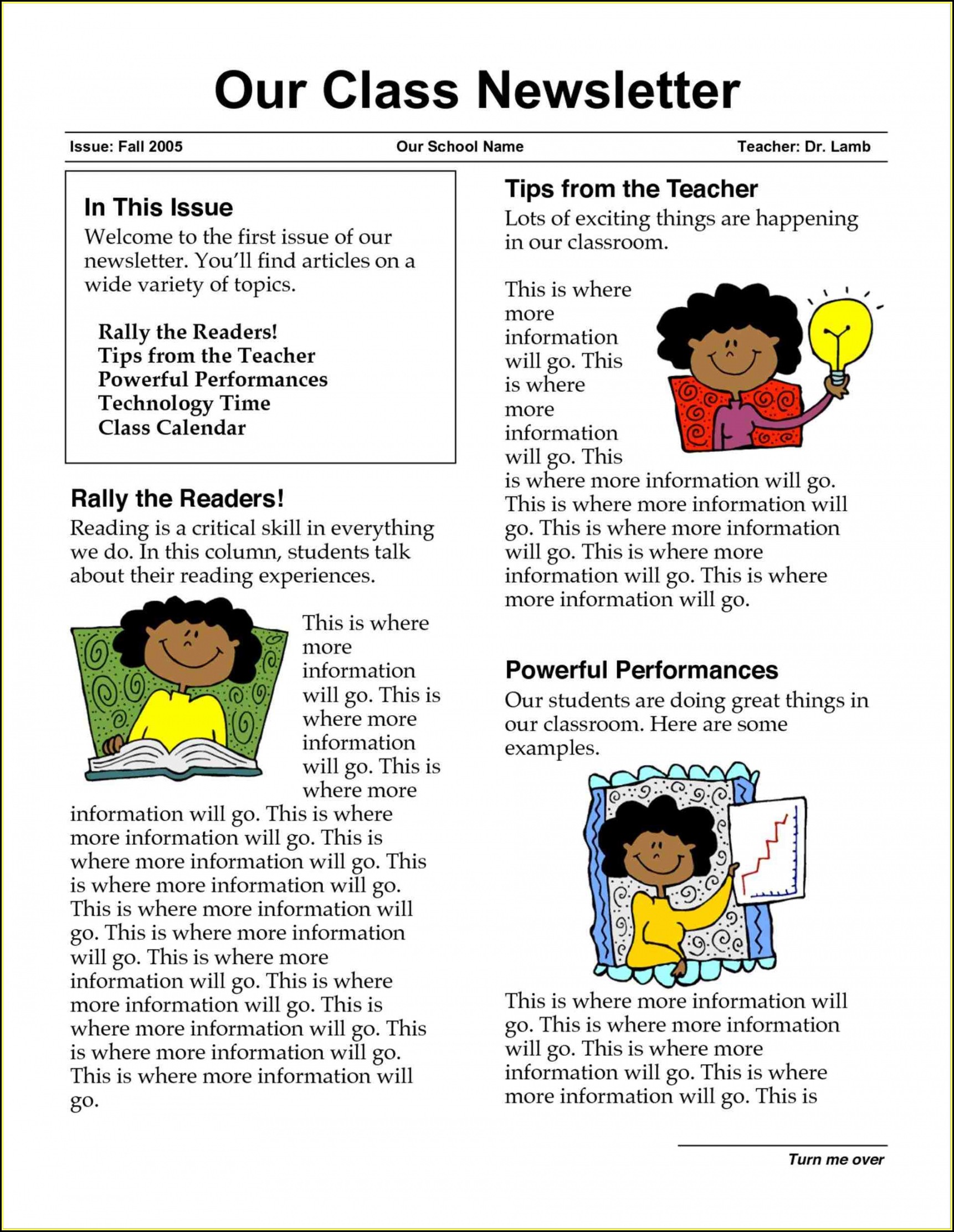 Free Elementary School Newsletter Template