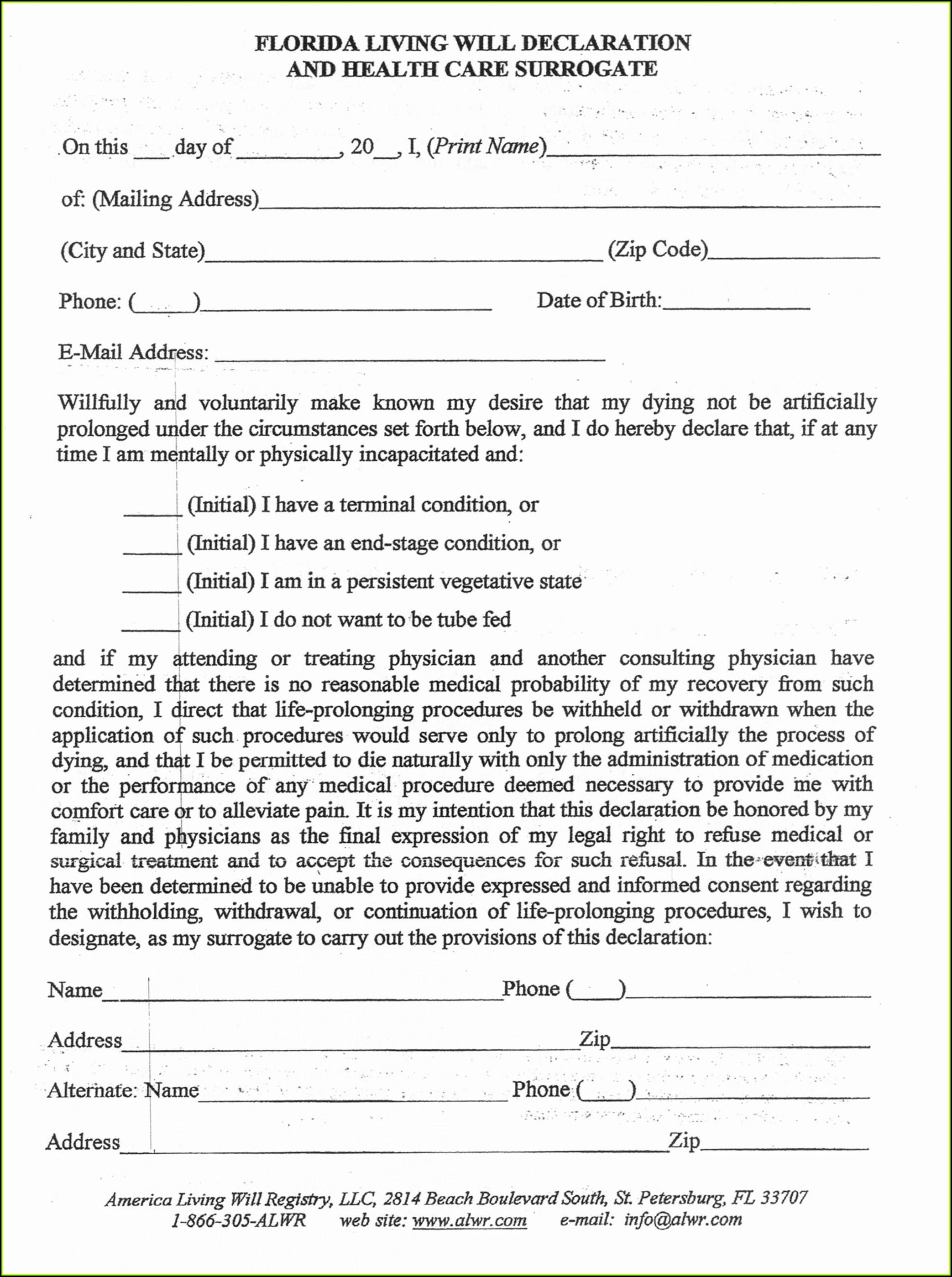 Florida Free Printable Last Will And Testament Blank Forms Printable Forms Free Online