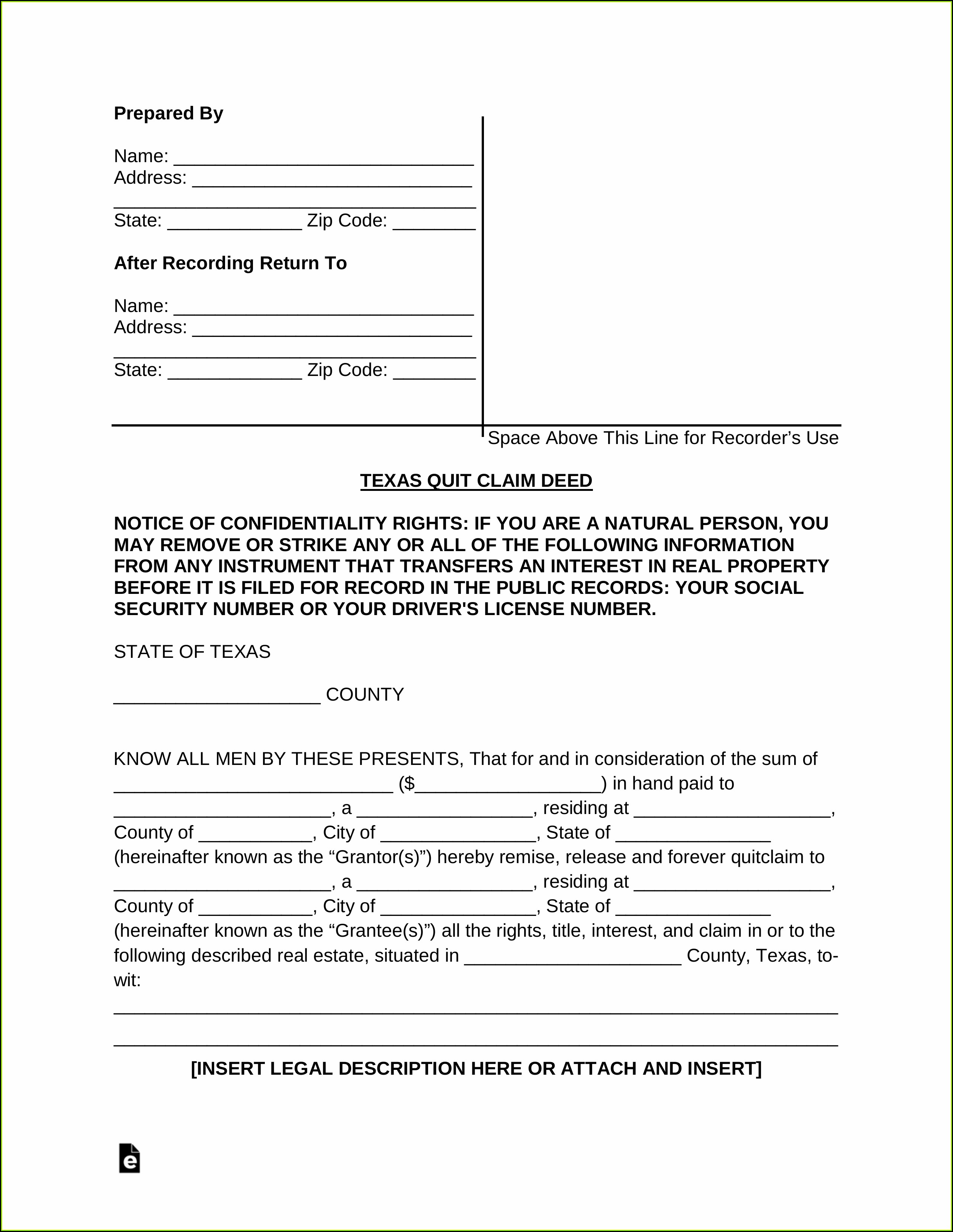 Free Printable Quit Claim Deed Form Wisconsin