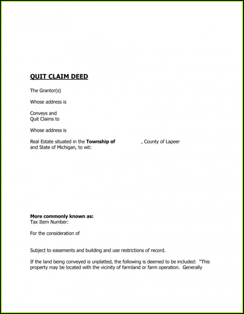 Free Printable Quit Claim Deed Forms