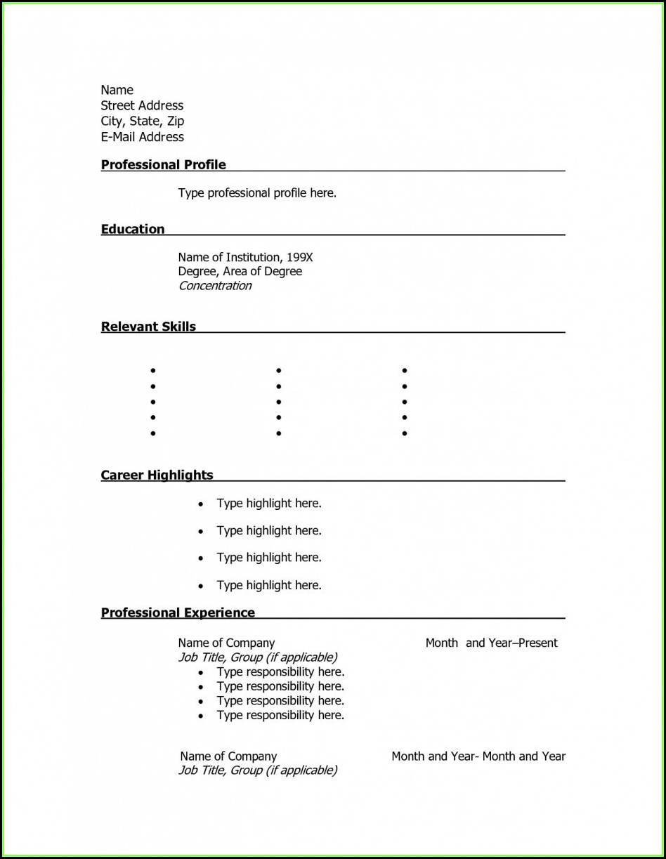 Free Resume Template Printable