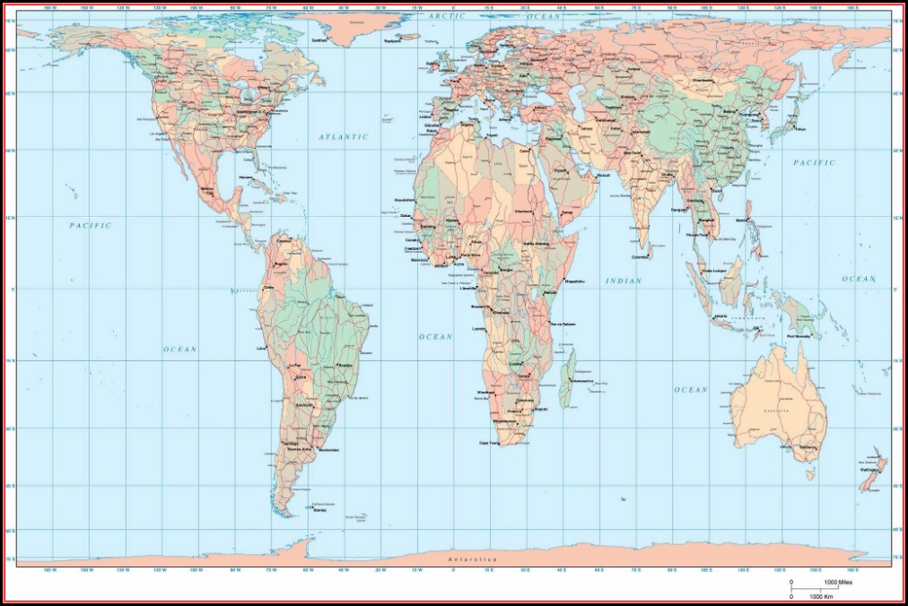 Gall Peters Projection Map Of The World