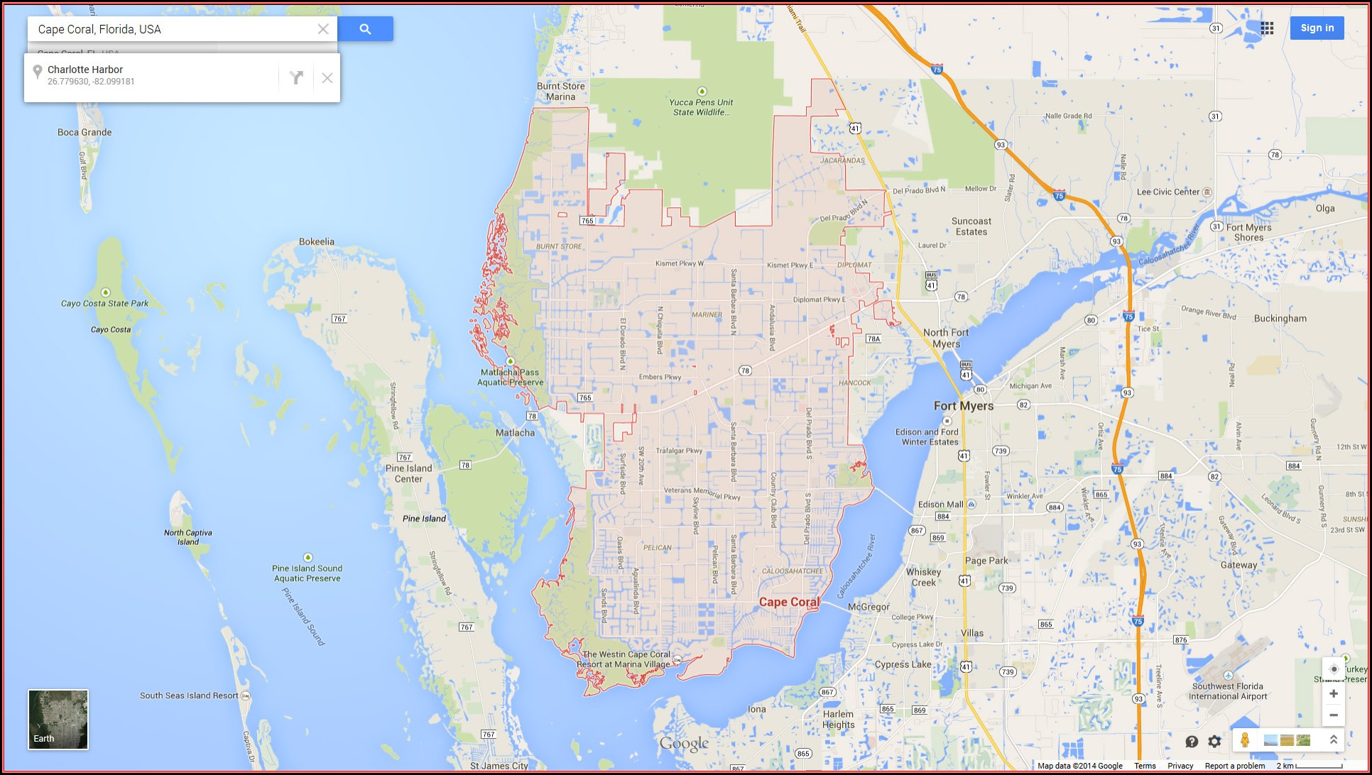 Google Map Cape Coral Florida