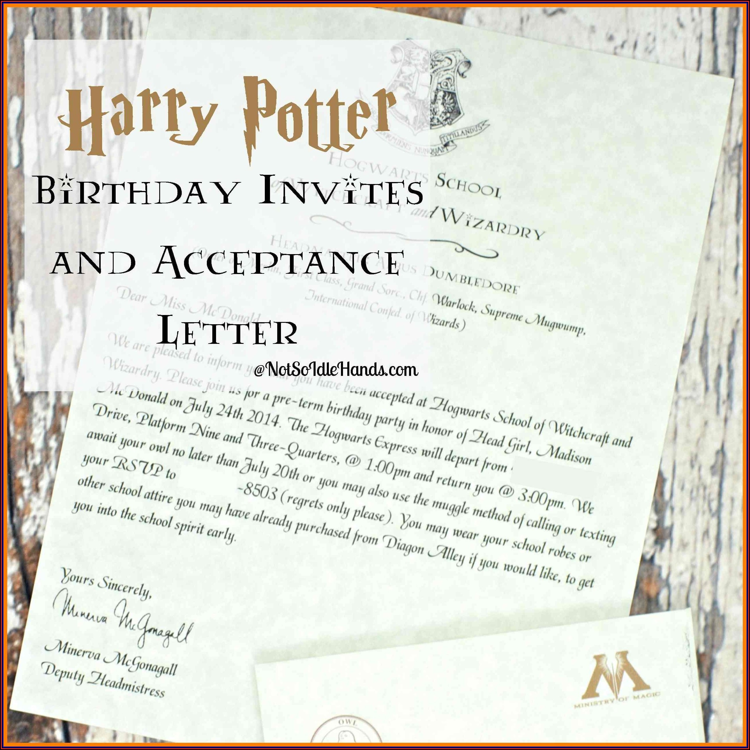 Harry Potter Invitation Template Pdf