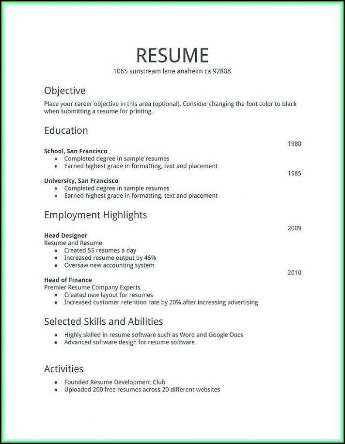 How To Fill Out A Resume For First Job