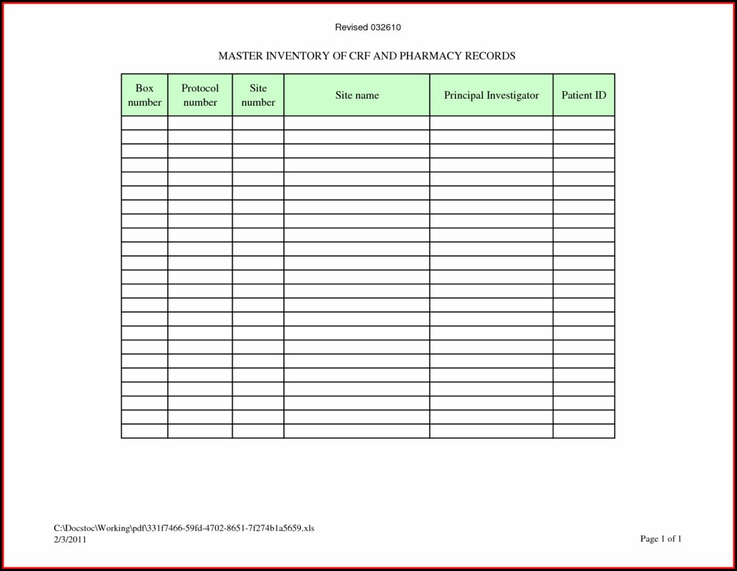 Inventory Spreadsheet Template For A Restaurant