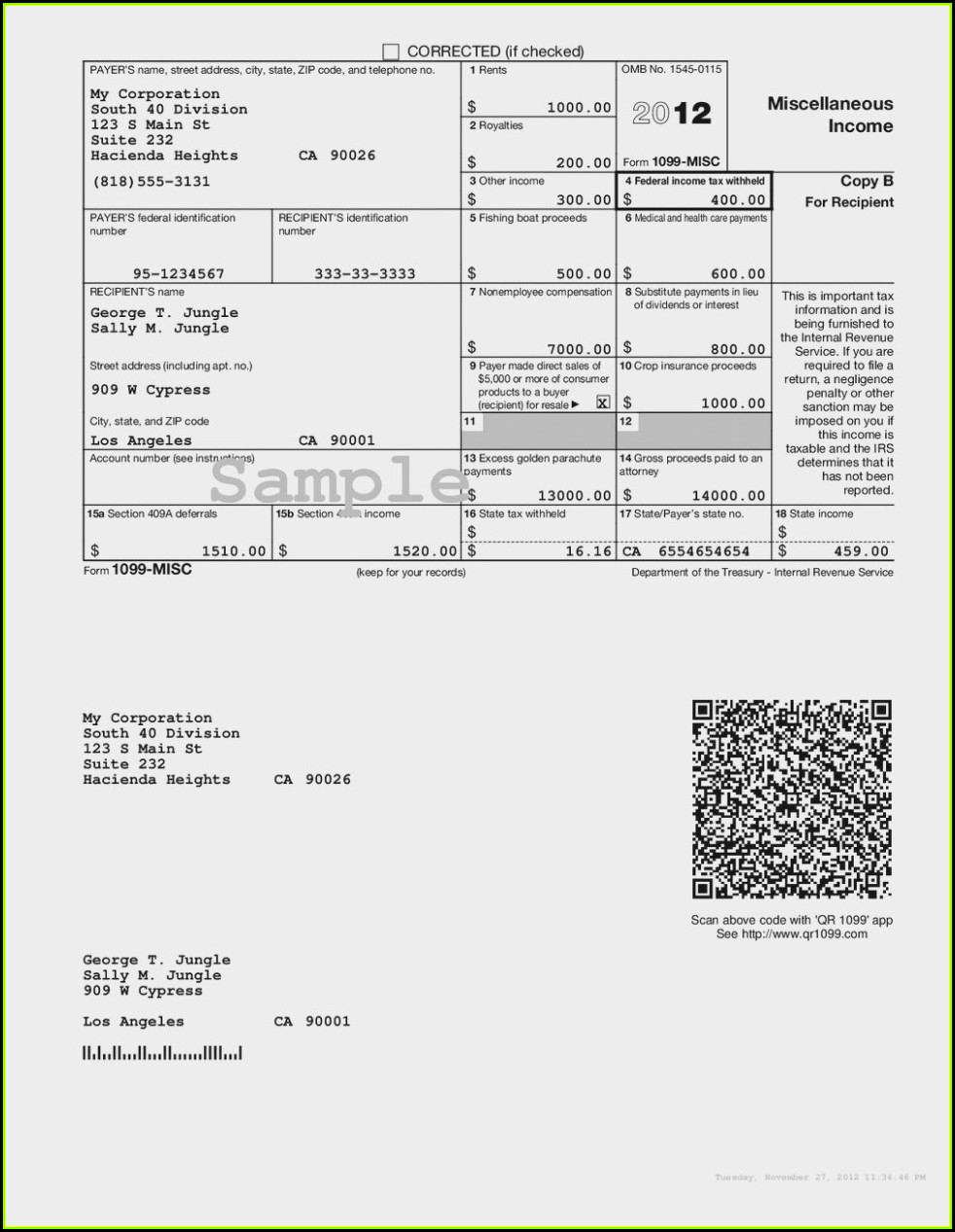 Irs Form 1099 Misc 2012 Download Free