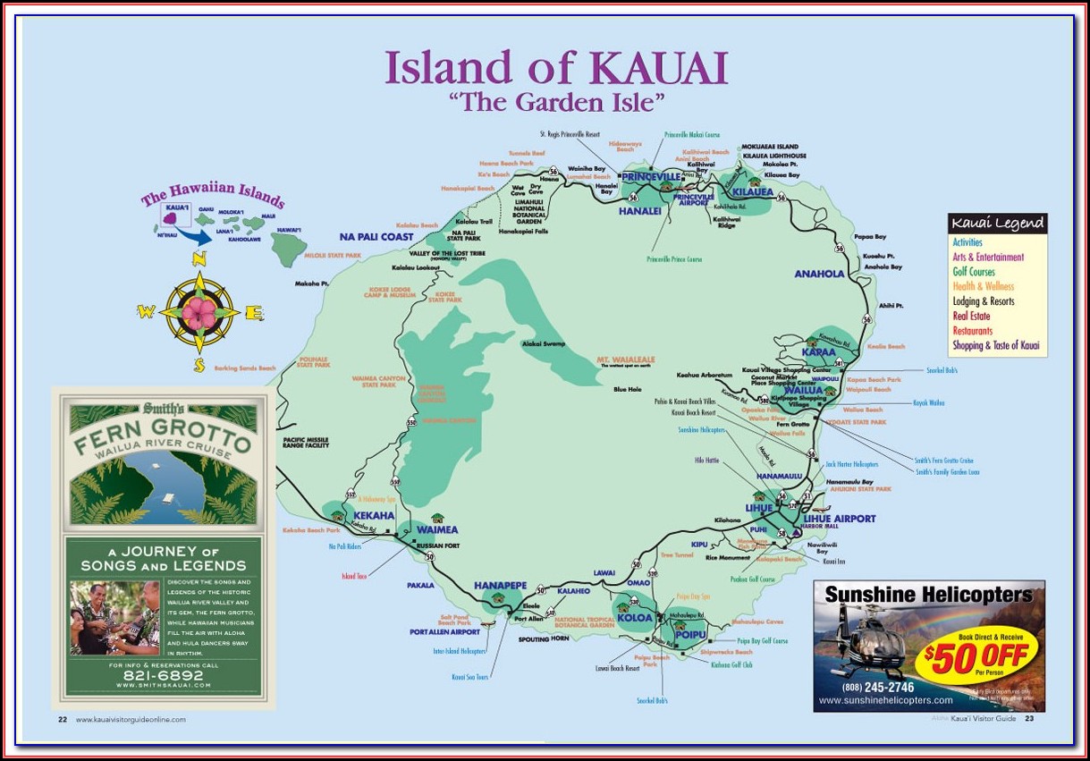 Kauai Island Map Hotels
