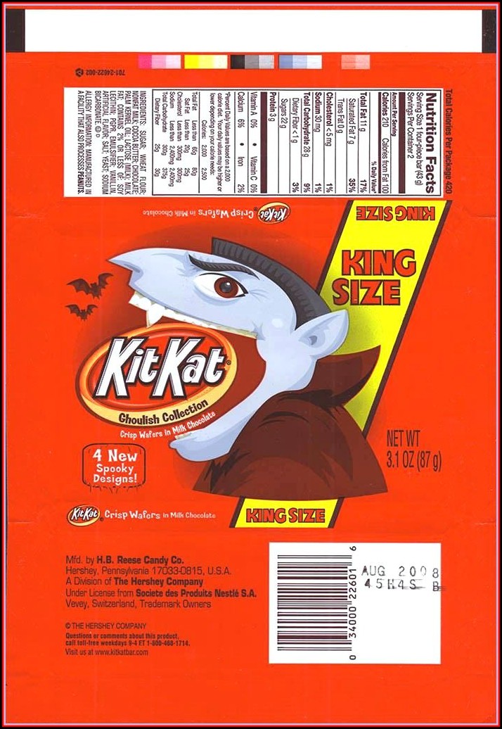 King Size Candy Bar Wrapper Template