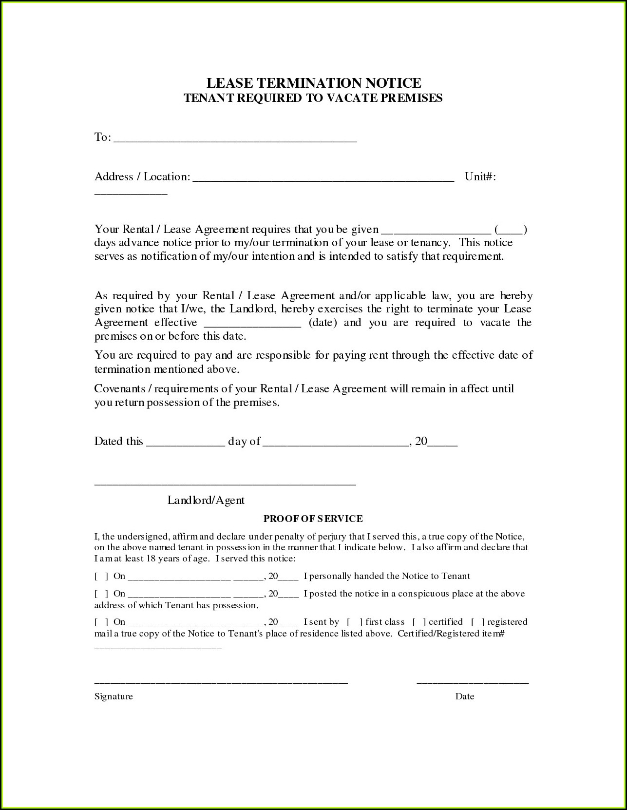 Landlord Tenant Agreement Form Kenya