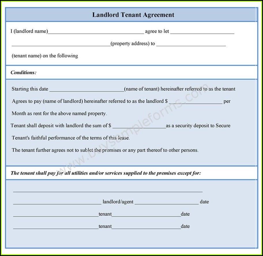 Landlord Tenant Agreement Form Sample