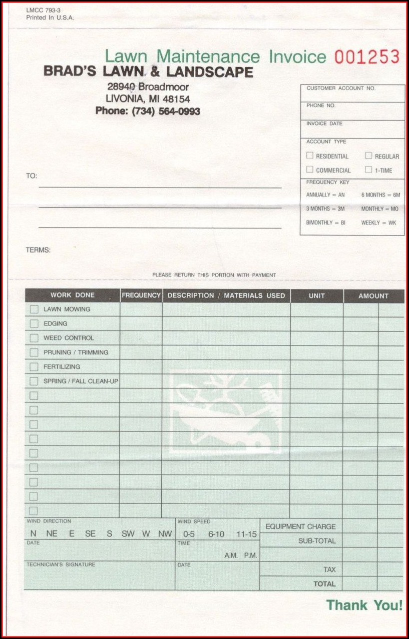 Landscaping Invoice Template Excel