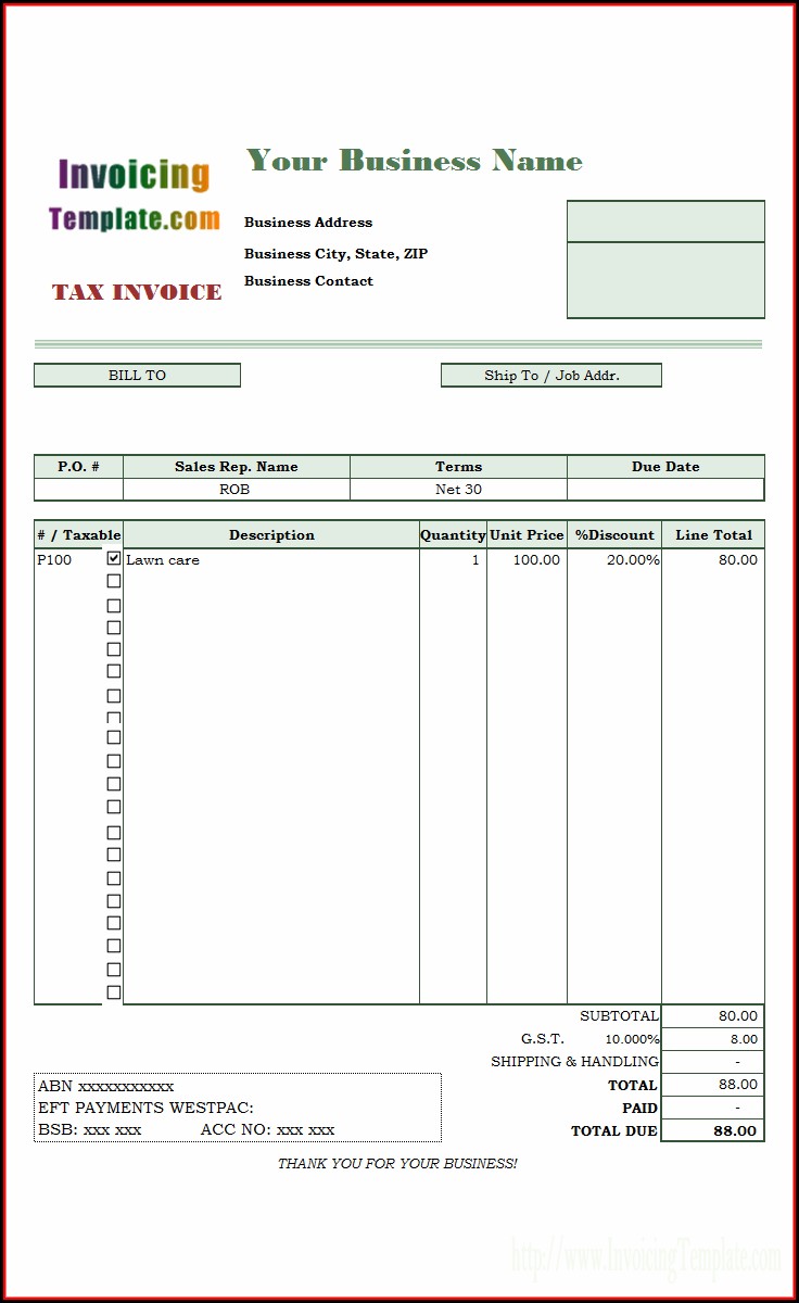 Landscaping Service Invoice Template