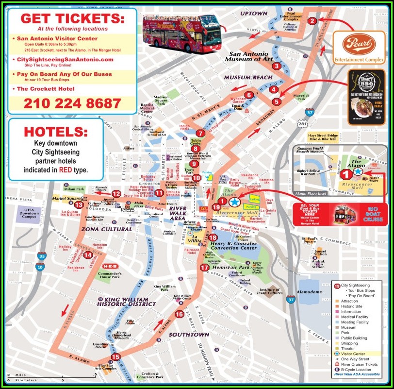 Map Of Downtown San Antonio Riverwalk Hotels