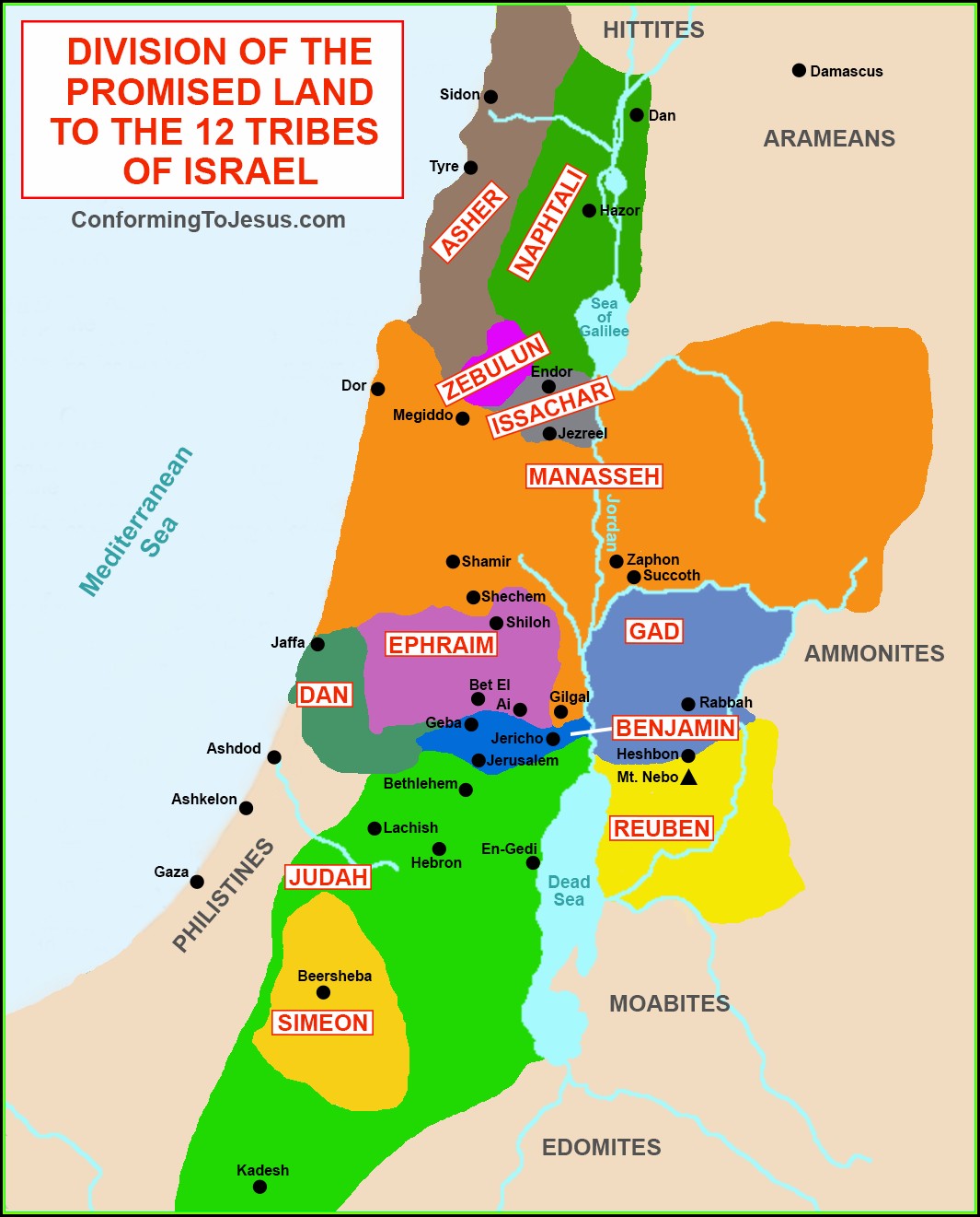 Map Of Israel 12 Tribes