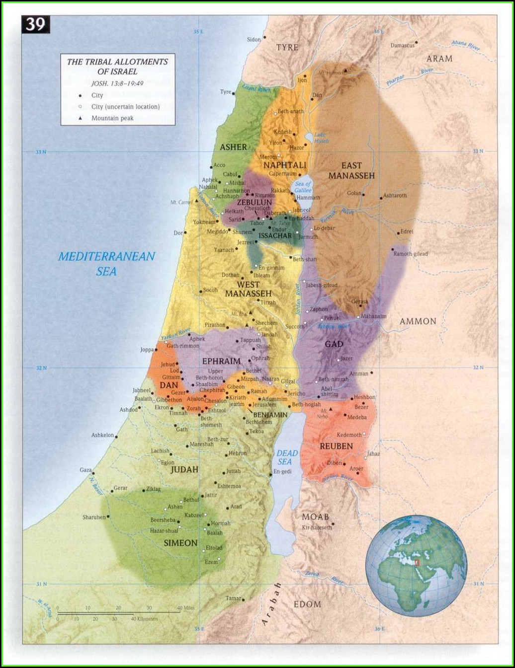 Map Of Israel Twelve Tribes