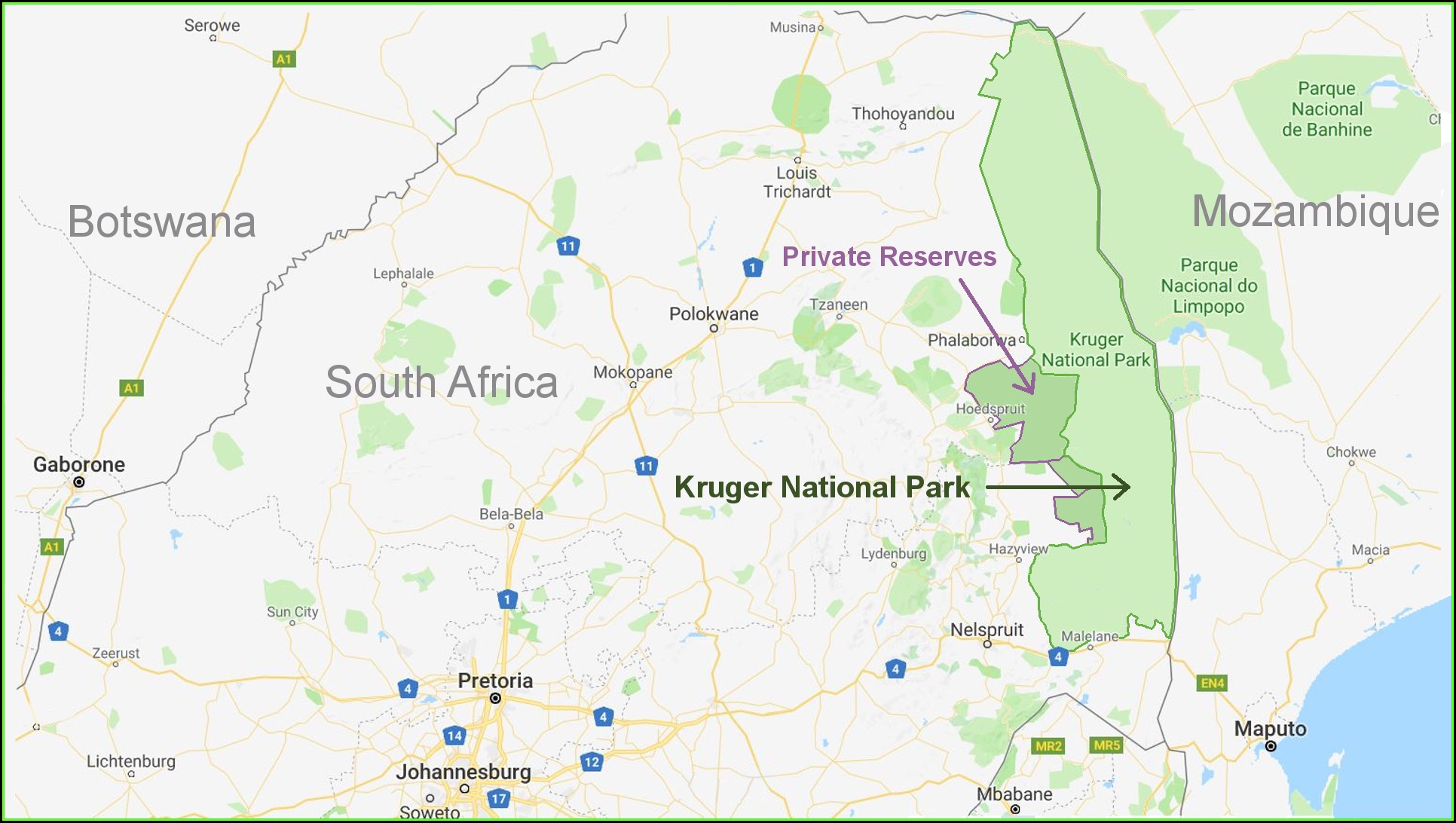 Map Of Kruger National Park Lodges