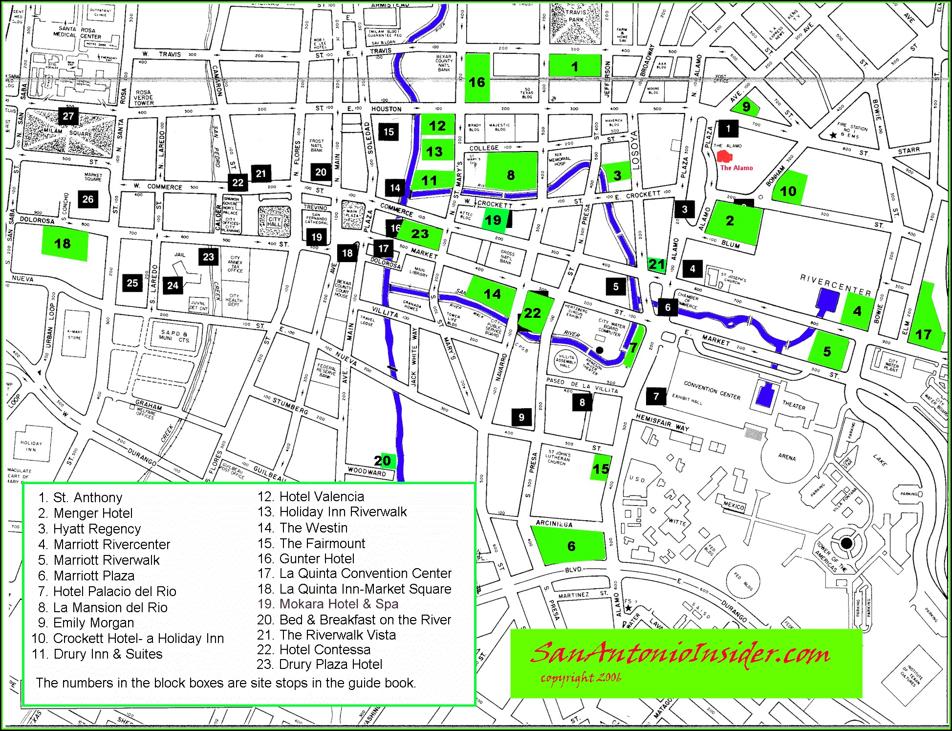 Map Of Riverwalk Hotels San Antonio